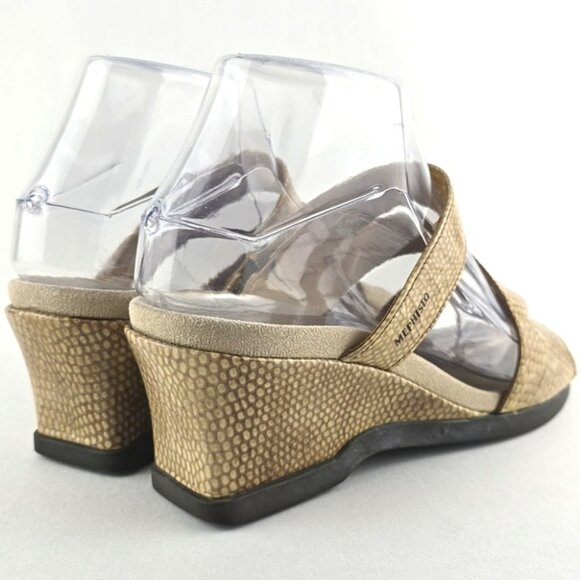 Mephisto Women's Patent Reptile Leather Slip On Strappy Wedge Sandals Size 36 - Picture 5 of 16